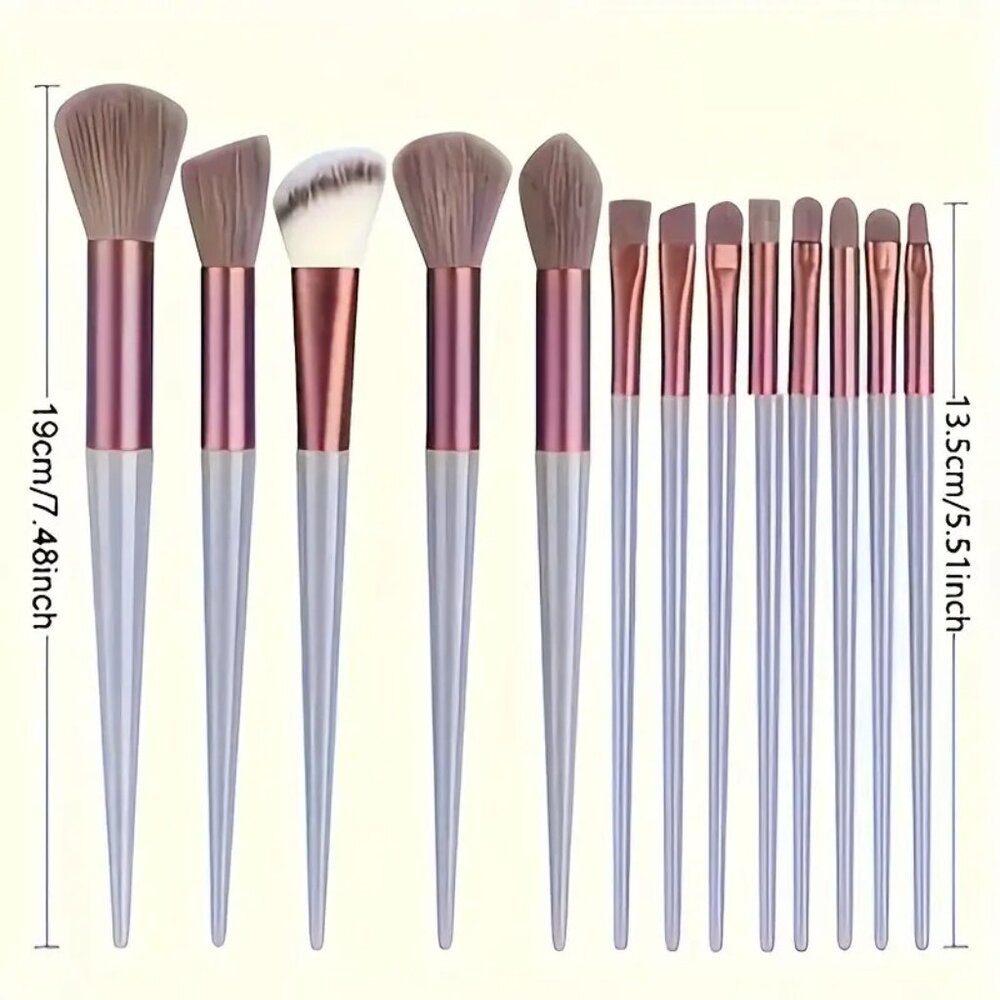 13pc Travel Makeup Brush Set - Minimalist Design with Portable Storage Bag - Picture 6 of 9